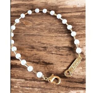 Vintage Napier Faux Pearl Gold-Tone Station Bracelet